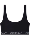 Off-white Logo-underband Crop Top In Black White