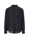 Our Legacy Relaxed Fit Black Shirt With Classic Collar And Textured Fabric In Black