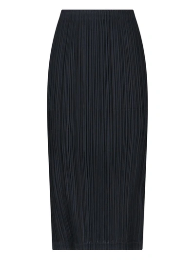 Issey Miyake Black Basics Midi Skirt In 15 Black