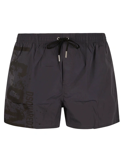 Dsquared2 Drawstring Waist Icon Swimshorts In Anthracite