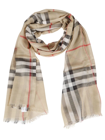 Burberry Giant Check Gauze Scarf In Archive Beige