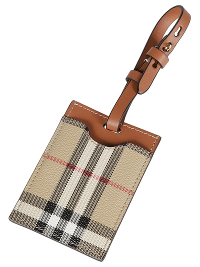 Burberry Checked Luggage Tag In Archive Beige