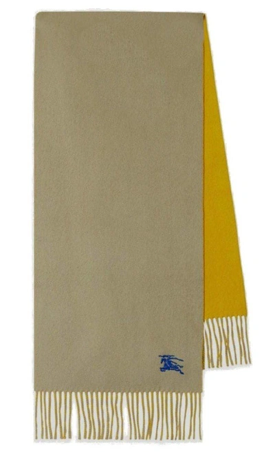 Burberry Logo Patch Reversible Scarf In Beige