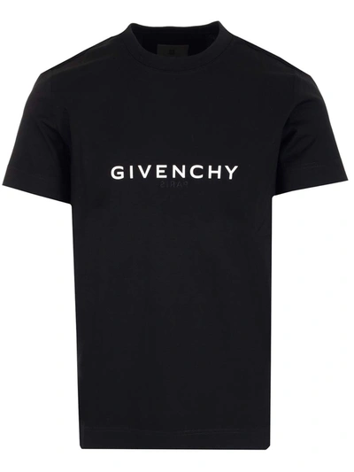 Givenchy Black T-shirt With Contrasting Lettering Print In Cotton Woman