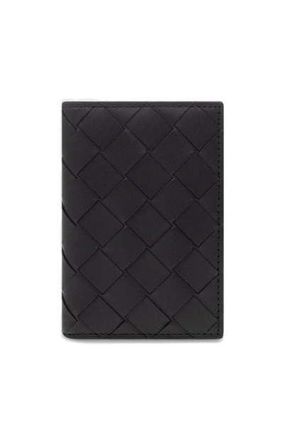 Bottega Veneta Intrecciato Flap Card Case In Black