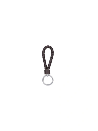 Bottega Veneta Intreccio Key Ring In Brown