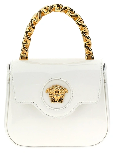 Versace La Medusa Mini Handbag In Bianco E Oro