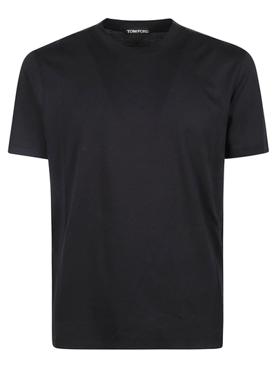 Tom Ford Round Neck Plain T-shirt In Black