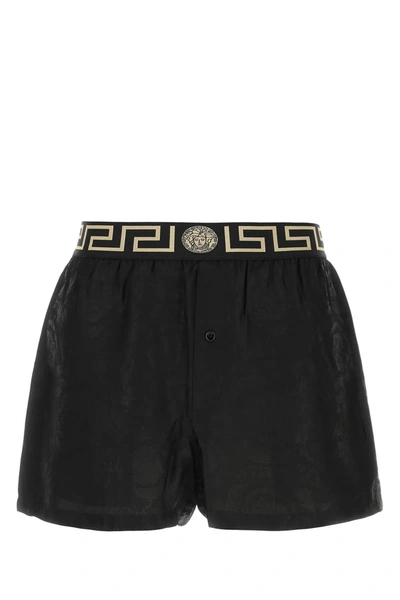 Versace Black Viscose Pajama Shorts