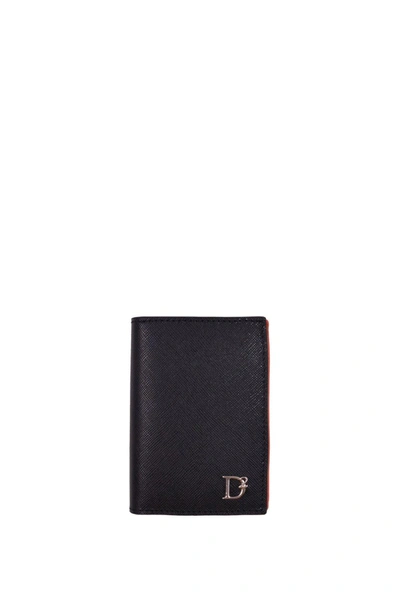 Dsquared2 Logo Plaque Bi-fold Wallet In Black