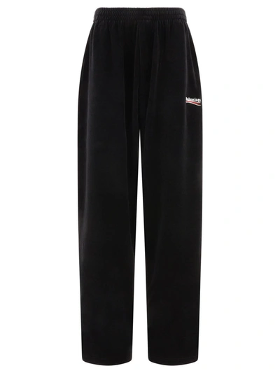 Balenciaga Logo Embroidered Track Pants In Black/white