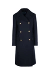 Prada Double-breasted Wool Coat In Blu