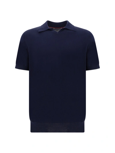 Brunello Cucinelli Polo Shirt In Blue