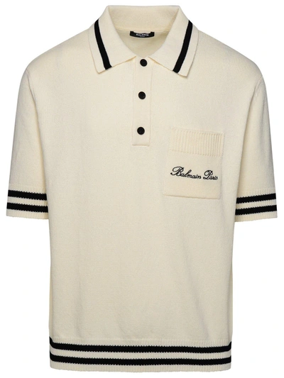 Balmain Logo Embroidered Knitted Polo Shirt In Default Title