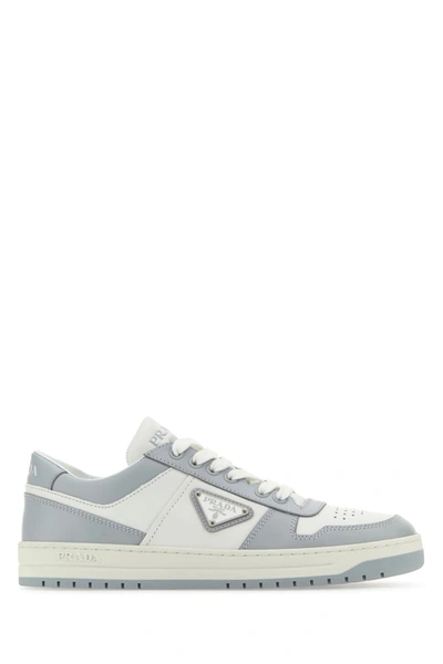 Prada Two-tone Leather Downtown Sneakers In Grey