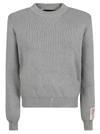 Golden Goose Golden Ws Regular Knit Crew Neck Distressed Cotto In Grey/silver/white