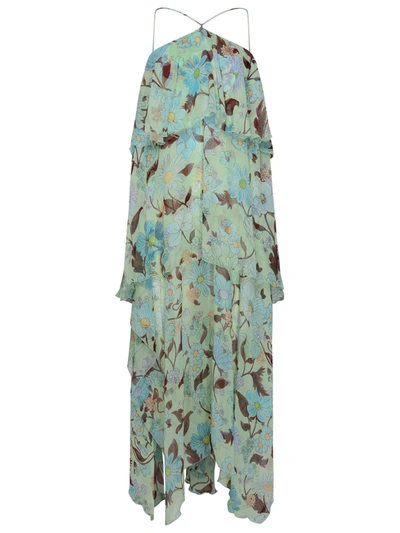 Stella Mccartney Ruffled Silk Chiffon Maxi Dress In Multicolour