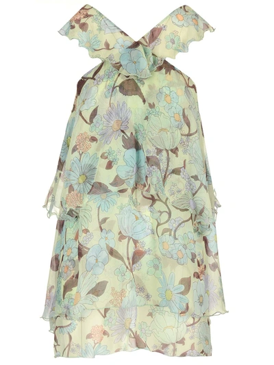 Stella Mccartney Lady Garden Chiffon Silk Dress In Multicolore