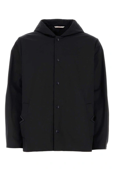 Valentino Buttoned Long-sleeved Jacket In Navy