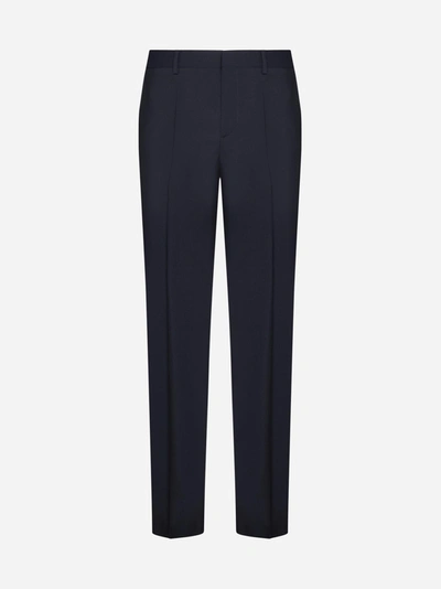 Valentino Wool And Mohair Trousers In Navy