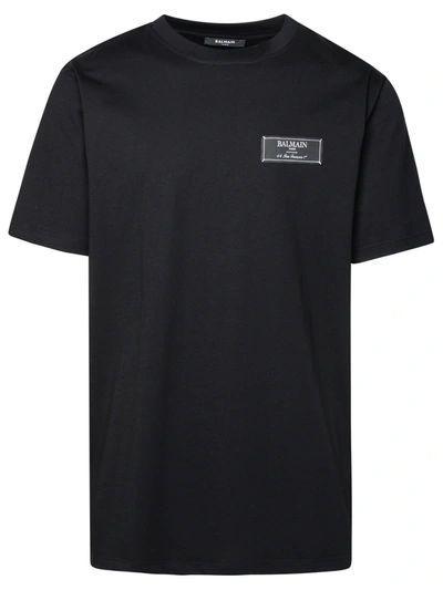 Balmain Black Cotton T-shirt In Nero