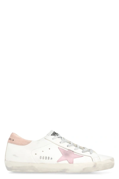 Golden Goose Super-star Leather Low-top Sneakers In Optic White/antique Pink/nouga