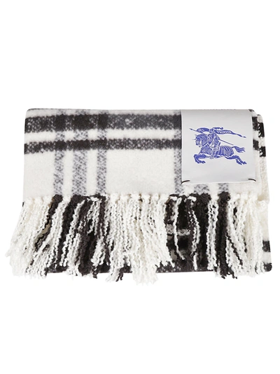Burberry Check Motif Wool Scarf In Otter