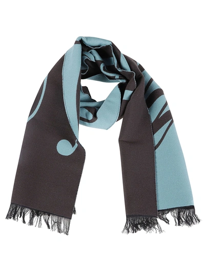 Burberry Logo Script Jacquard Scarf In Otter