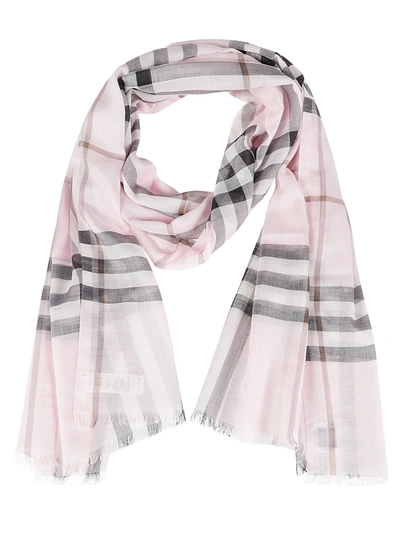 Burberry Giant Check Gauze Scarf In Pale Candy