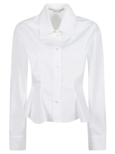 Stella Mccartney Collared Cotton Peplum Shirt In Pure White