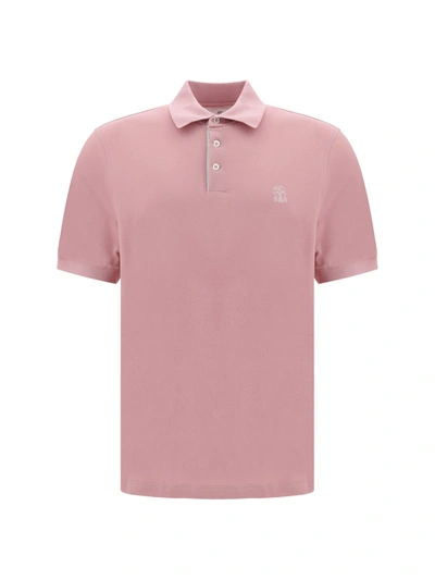 Brunello Cucinelli Polo Shirt In Rosa/off-white/perla