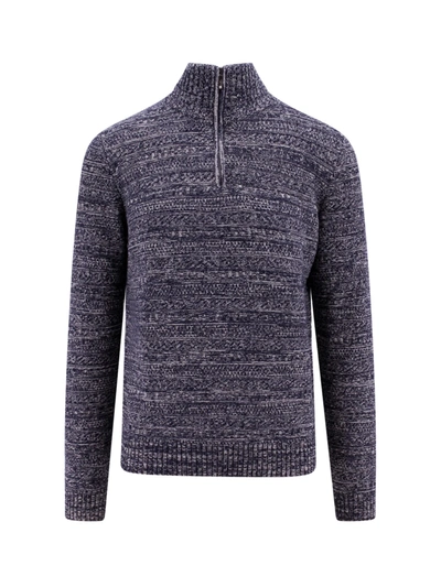 Loro Piana Sweater In Sapphire Blue And Ivory Mel