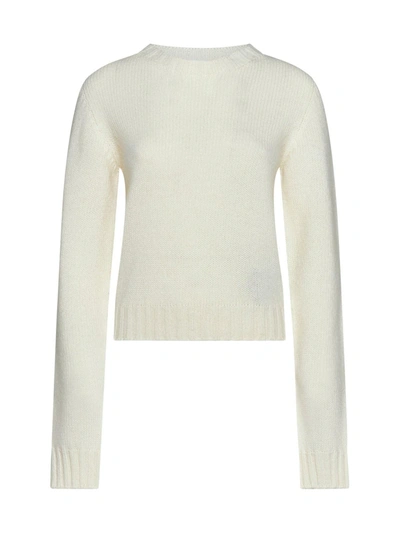 Palm Angels Logo-embroidered Knitted Jumper In White