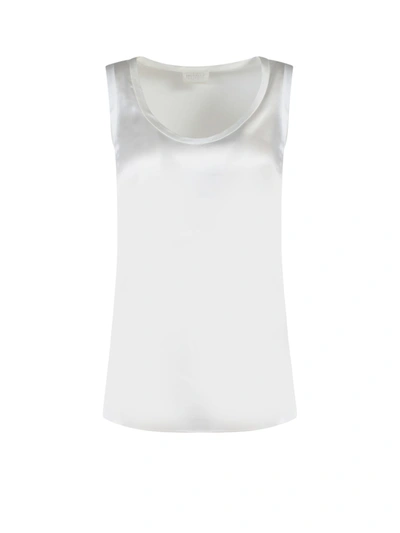 Brunello Cucinelli Satin Silk Tank Top In White