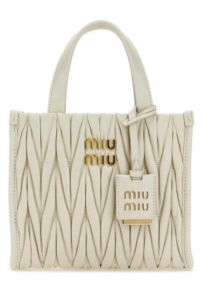 Miu Miu Matelass Mall Tote Bag In White