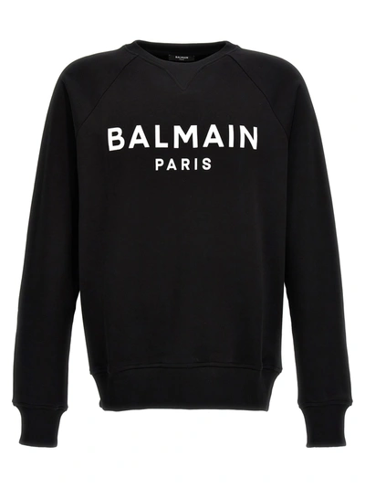 Balmain Cotton Sweatshirt In White/black