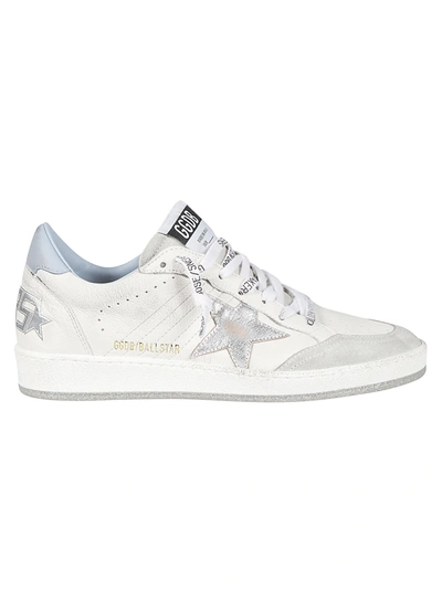 Golden Goose Ball Star Trainers In White/blue/silver