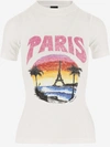 Balenciaga Tropical Paris Cotton Jersey T-shirt In White/pink