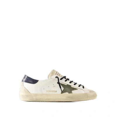 Golden Goose Super-star Trainers In White/seedpearl/green/blue