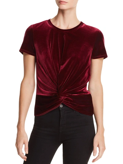 Aqua Womens Knot Front Velvet Pullover Top In Red