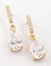 Lovisa Gold Plated Sterling Silver Teardrop Cubic Zirconia Drop Earrings In Silver