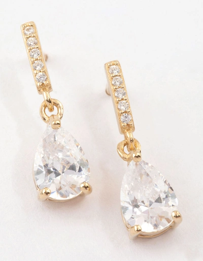 Lovisa Gold Plated Sterling Silver Teardrop Cubic Zirconia Drop Earrings