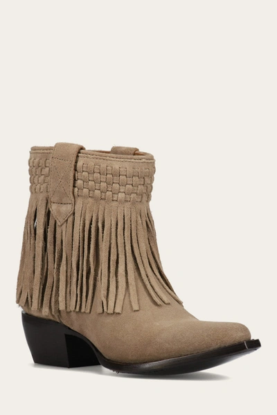 The Frye Company Frye Sacha Short Fringe Booties In Taupe