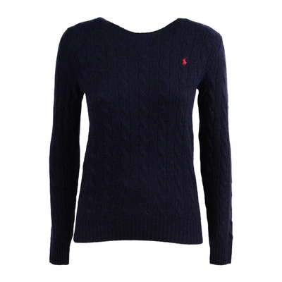 Ralph Lauren Blue Wool And Cashmere Cable Knit Sweater