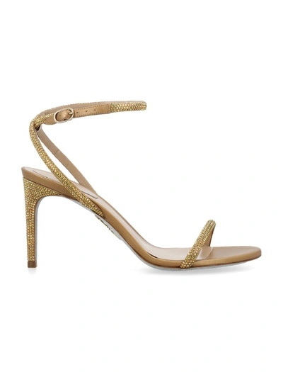 René Caovilla Ellabrita Sandals 85 In Gold Satin