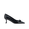 Ferragamo Black Leather Siwar Pumps In Black