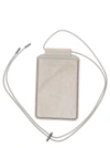 BRUNELLO CUCINELLI WHITE PHONE-HOLDER WITH SHINY TRIM AND LOGO IN SUEDE WOMAN