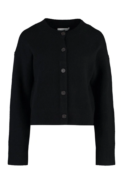 Vince Wool And Cashmere Cardigan In Black