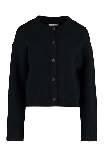 Vince Wool And Cashmere Cardigan In Blk Black