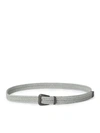 Brunello Cucinelli Braided Linen Belt In Light Grey